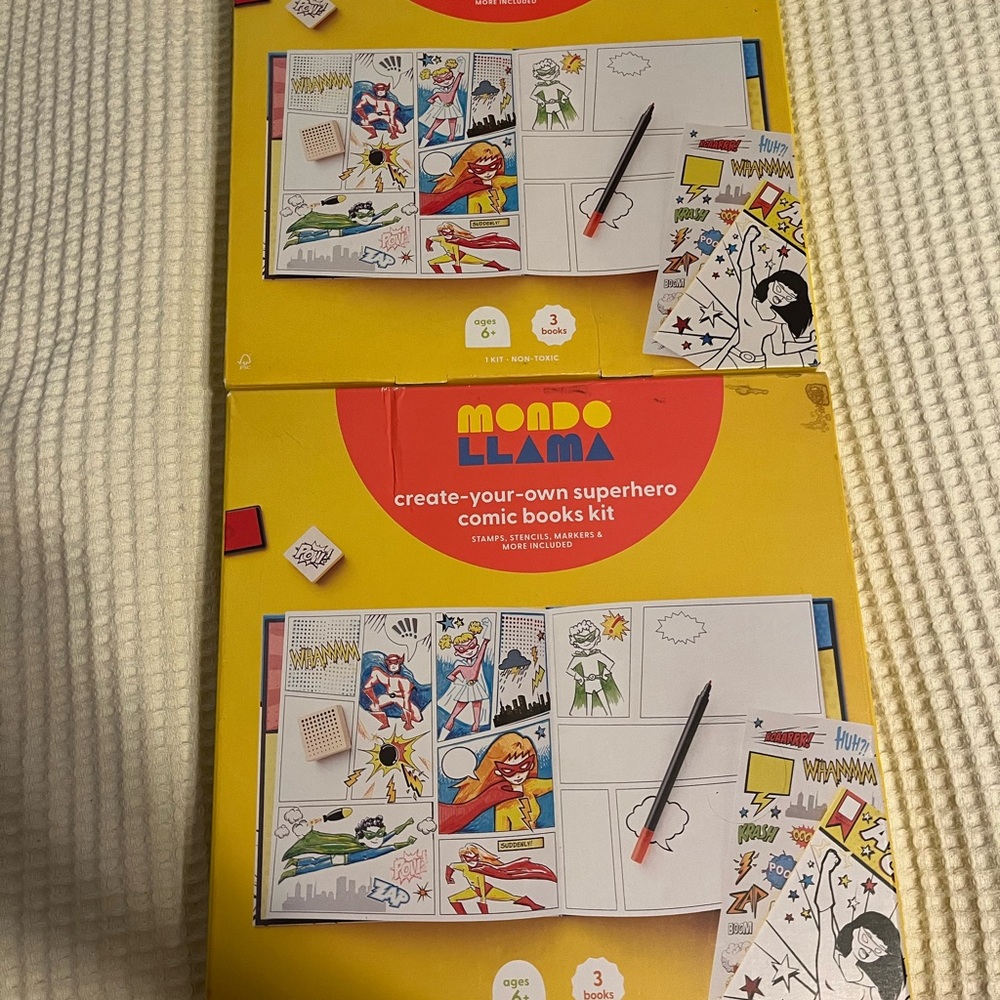 Pair of New Mondo Llama Create-Your-Own Superhero Comic Books Kits